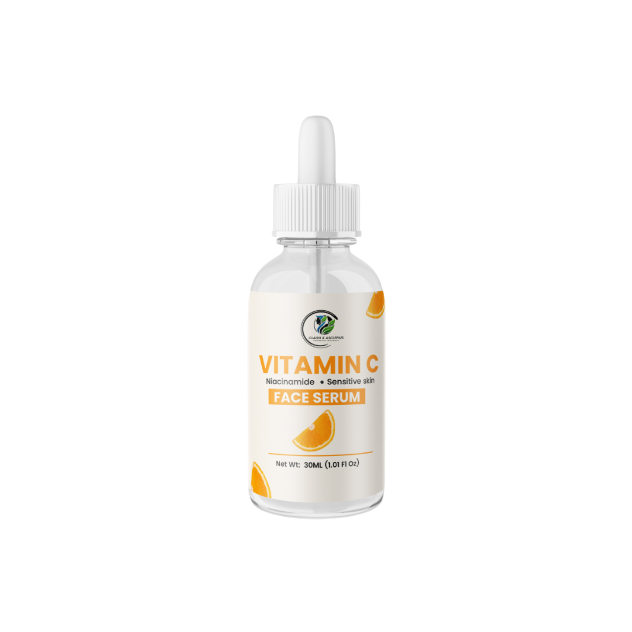 CLAGG & ASCLEPIUS Vitamin C Face Serum with Niacinamide, 30ml, For Sensitive Skin, Brightening & Anti-Ageing